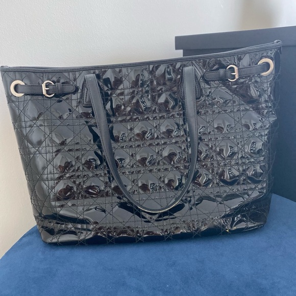 Jumbo Dior Patent Leather tote bag Silver detail - Picture 3 of 8